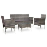 Detailed information about the product 4 Piece Garden Lounge Set With Cushions Poly Rattan Grey