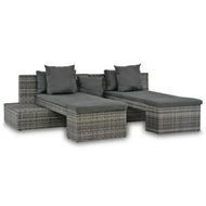 Detailed information about the product 4 Piece Garden Lounge Set with Cushions Poly Rattan Grey