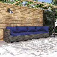 Detailed information about the product 4 Piece Garden Lounge Set with Cushions Poly Rattan Grey