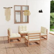 Detailed information about the product 4 Piece Garden Lounge Set with Cushions Solid Pinewood