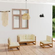 Detailed information about the product 4 Piece Garden Lounge Set with Cushions Solid Pinewood