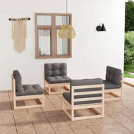 Detailed information about the product 4 Piece Garden Lounge Set with Cushions Solid Pinewood