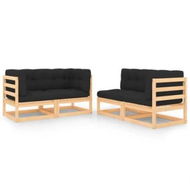 Detailed information about the product 4 Piece Garden Lounge Set with Cushions Solid Pinewood