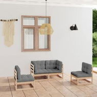 Detailed information about the product 4 Piece Garden Lounge Set with Cushions Solid Pinewood