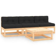 Detailed information about the product 4 Piece Garden Lounge Set with Cushions Solid Pinewood