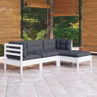 Detailed information about the product 4 Piece Garden Lounge Set with Cushions White Pinewood