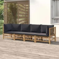 Detailed information about the product 4 Piece Garden Lounge Set with Dark Grey Cushions Bamboo
