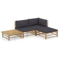 Detailed information about the product 4 Piece Garden Lounge Set with Dark Grey Cushions Bamboo