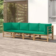 Detailed information about the product 4 Piece Garden Lounge Set with Green Cushions Bamboo