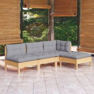 Detailed information about the product 4 Piece Garden Lounge Set with Grey Cushions Pinewood