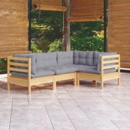 Detailed information about the product 4 Piece Garden Lounge Set with Grey Cushions Pinewood