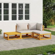 Detailed information about the product 4 Piece Garden Lounge Set with Light Grey Cushions Solid Wood