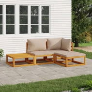 Detailed information about the product 4 Piece Garden Lounge Set with Taupe Cushions Solid Wood