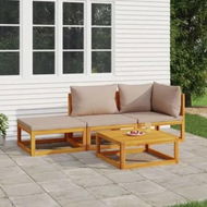 Detailed information about the product 4 Piece Garden Lounge Set with Taupe Cushions Solid Wood