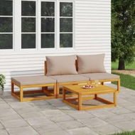 Detailed information about the product 4 Piece Garden Lounge Set with Taupe Cushions Solid Wood