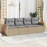 Detailed information about the product 4 Piece Garden Sofa Set with Cushions Beige Poly Rattan