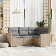 Detailed information about the product 4 Piece Garden Sofa Set with Cushions Beige Poly Rattan