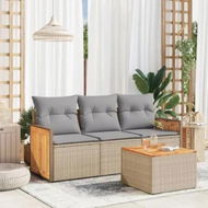 Detailed information about the product 4 Piece Garden Sofa Set with Cushions Beige Poly Rattan
