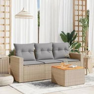 Detailed information about the product 4 Piece Garden Sofa Set with Cushions Beige Poly Rattan