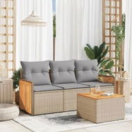 Detailed information about the product 4 Piece Garden Sofa Set with Cushions Beige Poly Rattan