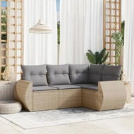 Detailed information about the product 4 Piece Garden Sofa Set with Cushions Beige Poly Rattan