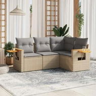 Detailed information about the product 4 Piece Garden Sofa Set with Cushions Beige Poly Rattan