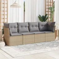 Detailed information about the product 4 Piece Garden Sofa Set with Cushions Beige Poly Rattan