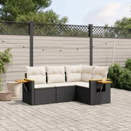Detailed information about the product 4 Piece Garden Sofa Set with Cushions Black Poly Rattan