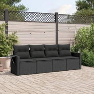 Detailed information about the product 4 Piece Garden Sofa Set with Cushions Black Poly Rattan