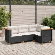 Detailed information about the product 4 Piece Garden Sofa Set with Cushions Black Poly Rattan