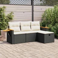 Detailed information about the product 4 Piece Garden Sofa Set with Cushions Black Poly Rattan