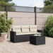 4 Piece Garden Sofa Set with Cushions Black Poly Rattan. Available at Crazy Sales for $379.95