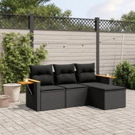 Detailed information about the product 4 Piece Garden Sofa Set with Cushions Black Poly Rattan