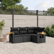 Detailed information about the product 4 Piece Garden Sofa Set with Cushions Black Poly Rattan