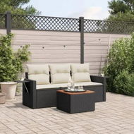 Detailed information about the product 4 Piece Garden Sofa Set with Cushions Black Poly Rattan