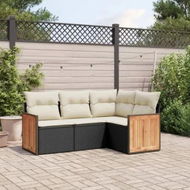 Detailed information about the product 4 Piece Garden Sofa Set with Cushions Black Poly Rattan