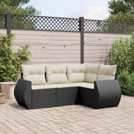 Detailed information about the product 4 Piece Garden Sofa Set with Cushions Black Poly Rattan