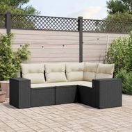 Detailed information about the product 4 Piece Garden Sofa Set with Cushions Black Poly Rattan