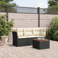 Detailed information about the product 4 Piece Garden Sofa Set with Cushions Black Poly Rattan