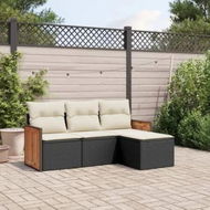 Detailed information about the product 4 Piece Garden Sofa Set with Cushions Black Poly Rattan