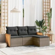 Detailed information about the product 4 Piece Garden Sofa Set with Cushions Grey Poly Rattan