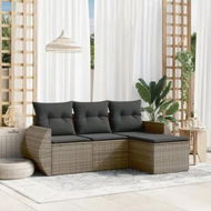 Detailed information about the product 4 Piece Garden Sofa Set with Cushions Grey Poly Rattan