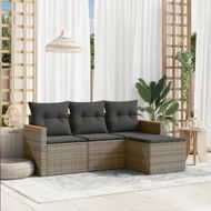 Detailed information about the product 4 Piece Garden Sofa Set with Cushions Grey Poly Rattan