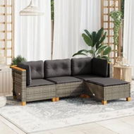 Detailed information about the product 4 Piece Garden Sofa Set with Cushions Grey Poly Rattan