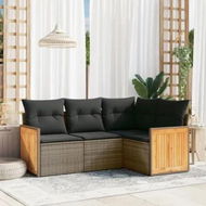 Detailed information about the product 4 Piece Garden Sofa Set with Cushions Grey Poly Rattan