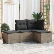 Detailed information about the product 4 Piece Garden Sofa Set with Cushions Grey Poly Rattan