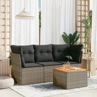 Detailed information about the product 4 Piece Garden Sofa Set with Cushions Grey Poly Rattan