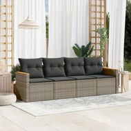 Detailed information about the product 4 Piece Garden Sofa Set with Cushions Grey Poly Rattan