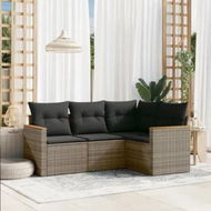 Detailed information about the product 4 Piece Garden Sofa Set with Cushions Grey Poly Rattan