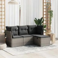 Detailed information about the product 4 Piece Garden Sofa Set with Cushions Grey Poly Rattan
